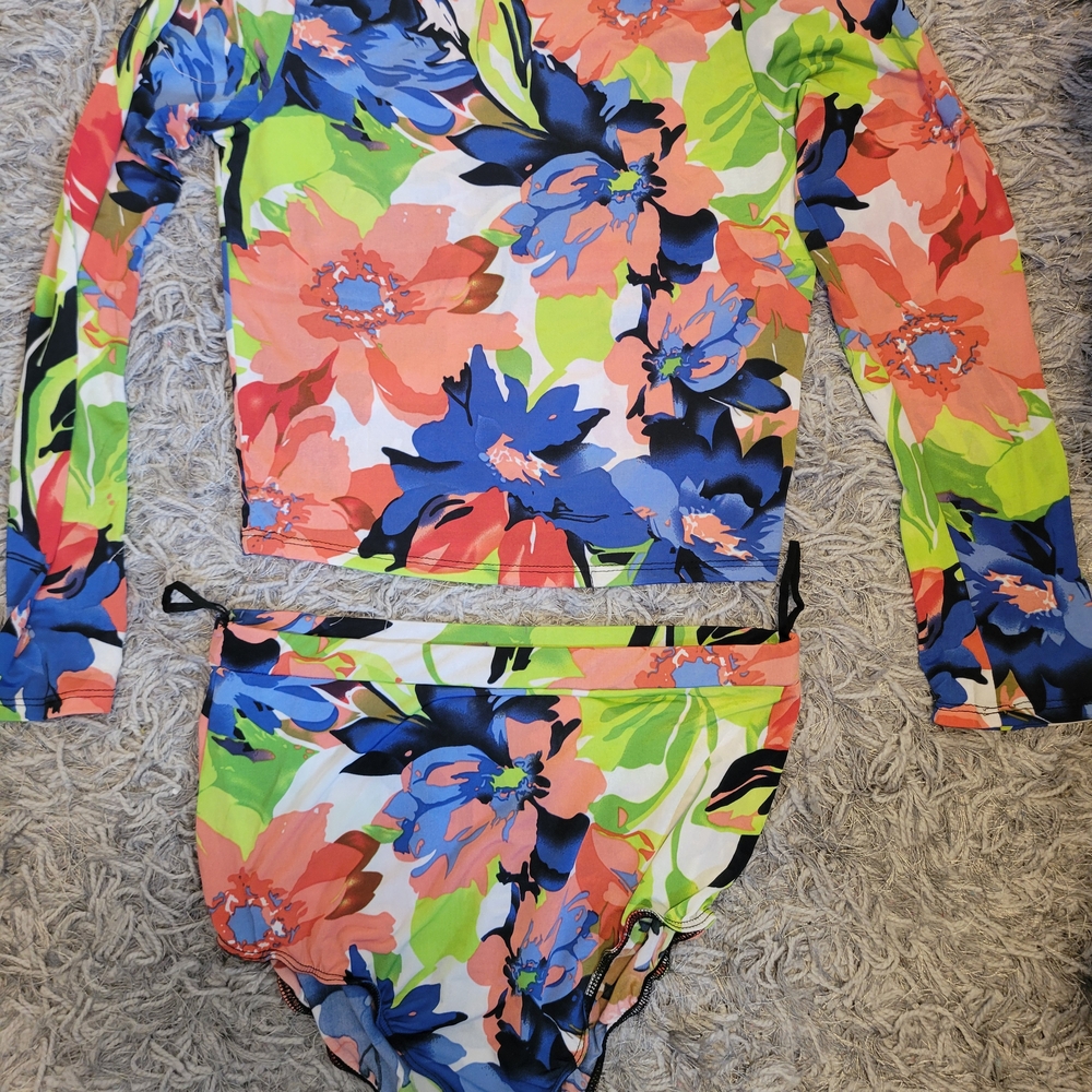 Vibrant Floral Kids Rashguard Set
